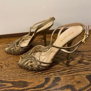 Prada Pumps Heels Gold Strap Size EU 38 US 8
